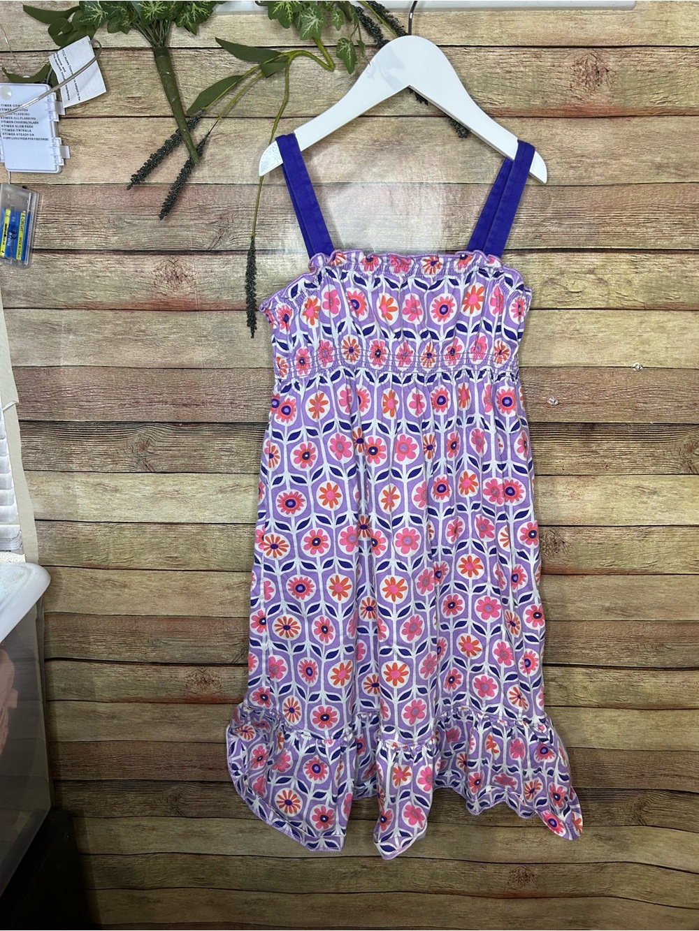 Hanna Andersson Purple Floral Sundress Girls Size 6-7
